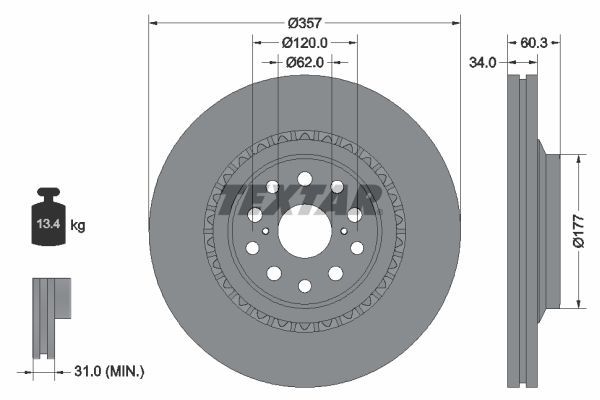 Textar 92224303 - Brzdový kotúč -