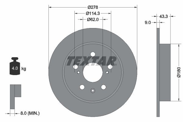 Textar 92225303 - Brzdový kotúč -