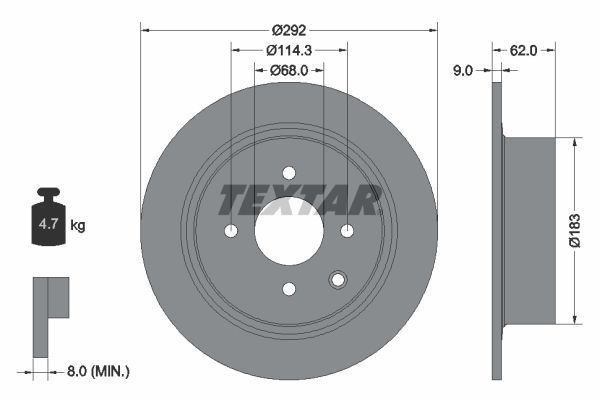 Textar 92234303 - Brzdový kotúč -