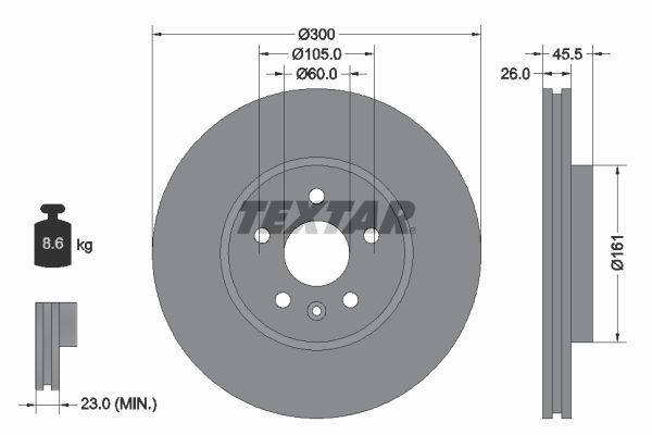 Textar 92243303 - Brzdový kotúč -