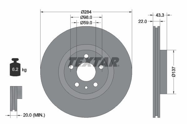Textar 92252803 - Brzdový kotúč -