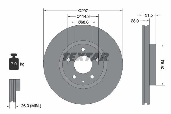 Textar 92257403 - Brzdový kotúč -