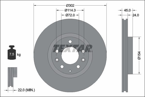 Textar 92261503 - Brzdový kotúč -