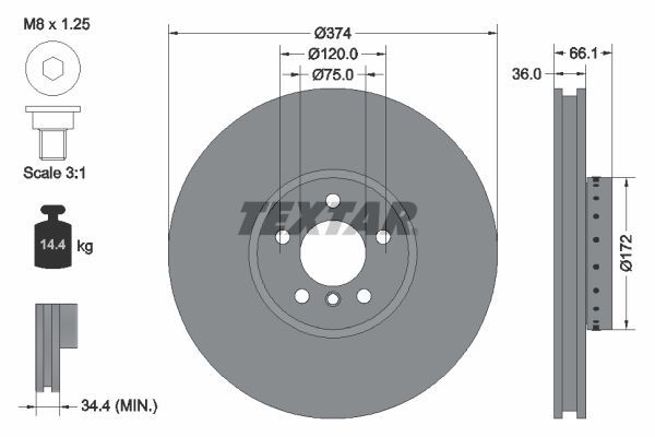 Textar 92266325 - Brzdový kotúč -