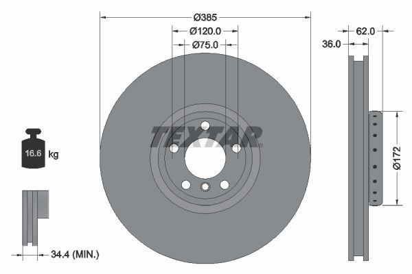 Textar 92266525 - Brzdový kotúč -
