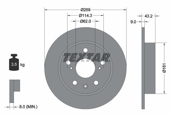 Textar 92268403 - Brzdový kotúč -