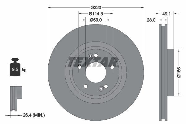 Textar 92281803 - Brzdový kotúč -