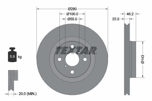 Textar 92287603 - Brzdový kotúč -