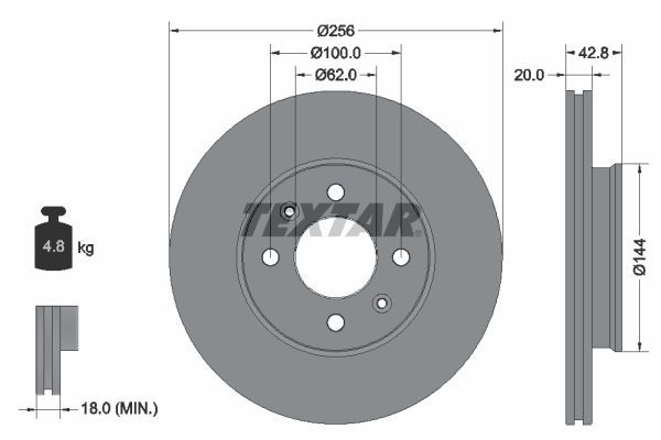 Textar 92295403 - Brzdový kotúč -