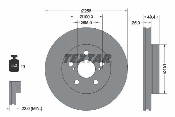 Textar 92301703 - Brzdový kotúč -