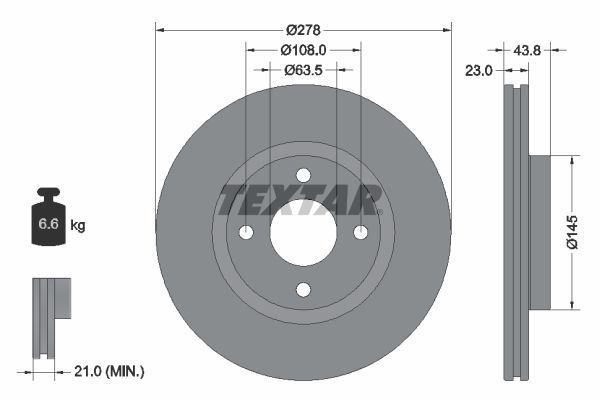 Textar 92303203 - Brzdový kotúč -