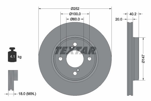 Textar 92303703 - Brzdový kotúč -