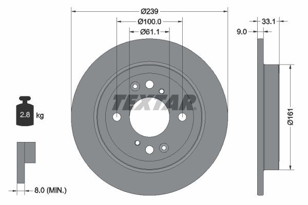 Textar 92304403 - Brzdový kotúč -