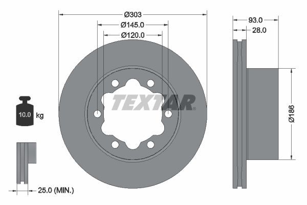 Textar 93143403 - Brzdový kotúč -
