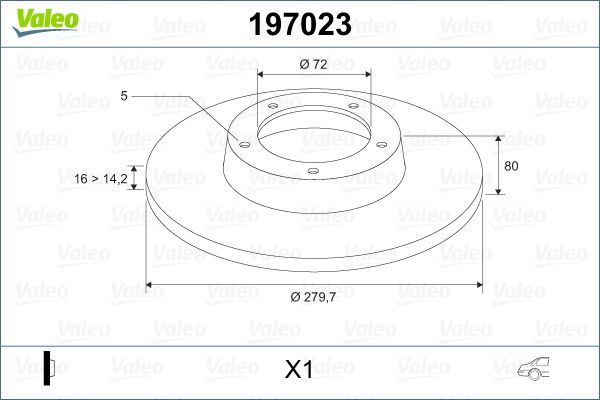 Valeo 197023 - Brzdový kotúč -