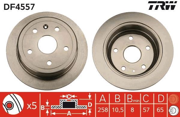 TRW DF4557 - Brzdový kotúč -