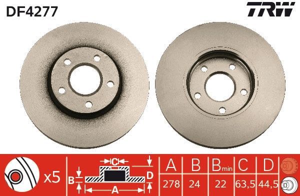 TRW DF4277 - Brzdový kotúč -