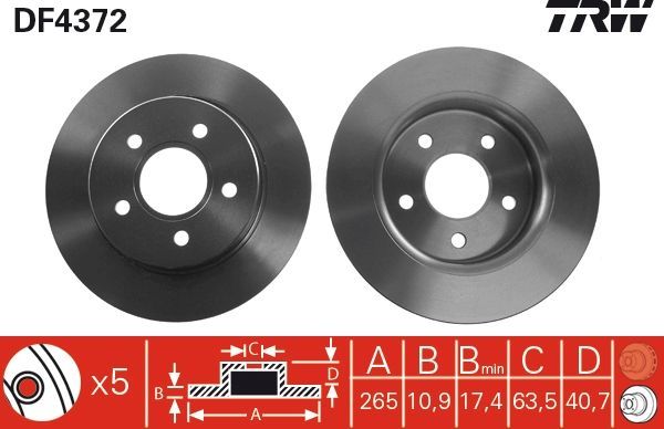 TRW DF4372 - Brzdový kotúč -