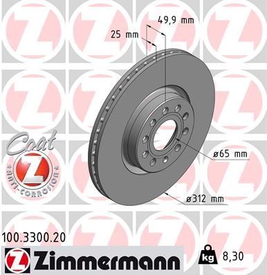 Zimmermann 100.3300.20 - Brzdový kotúč -