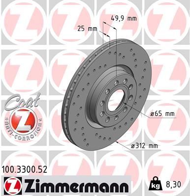 Zimmermann 100.3300.52 - Brzdový kotúč -