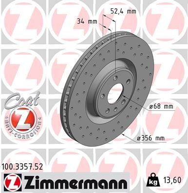 Zimmermann 100.3357.52 - Brzdový kotúč -