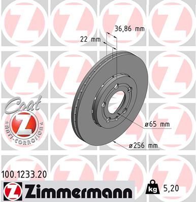 Zimmermann 100.1233.20 - Brzdový kotúč -