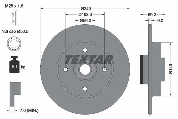 Textar 92202103 - Brzdový kotúč -