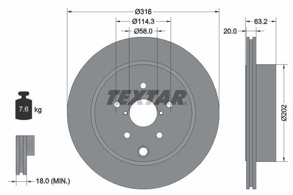 Textar 92243703 - Brzdový kotúč -
