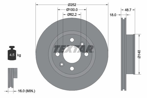 Textar 92196500 - Brzdový kotúč -