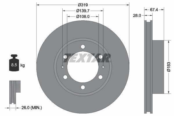 Textar 92274903 - Brzdový kotúč -