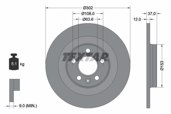 Textar 92304703 - Brzdový kotúč -