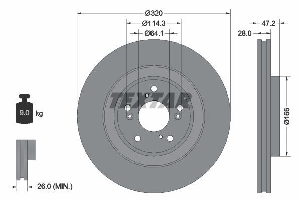 Textar 92306203 - Brzdový kotúč -