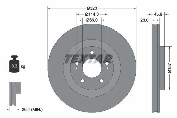 Textar 92306503 - Brzdový kotúč -