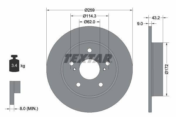 Textar 92308303 - Brzdový kotúč -