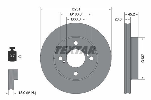 Textar 92309403 - Brzdový kotúč -