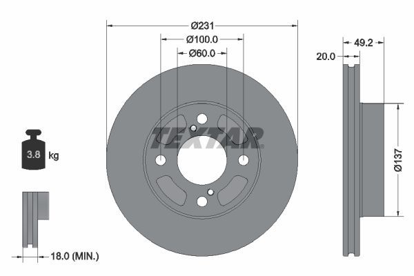 Textar 92314003 - Brzdový kotúč -