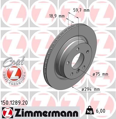 Zimmermann 150.1289.20 - Brzdový kotúč -