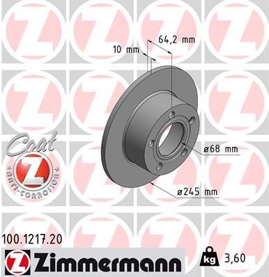 Zimmermann 100.1217.20 - Brzdový kotúč -