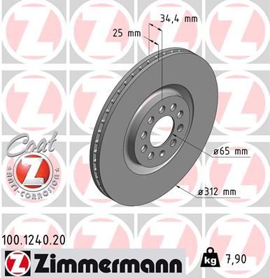 Zimmermann 100.1240.20 - Brzdový kotúč -