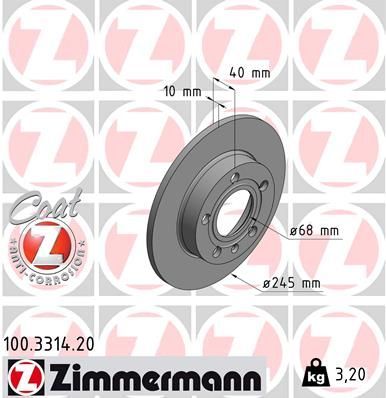 Zimmermann 100.3314.20 - Brzdový kotúč -