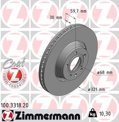 Zimmermann 100.3318.20 - Brzdový kotúč -