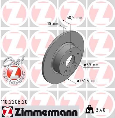 Zimmermann 110.2208.20 - Brzdový kotúč -