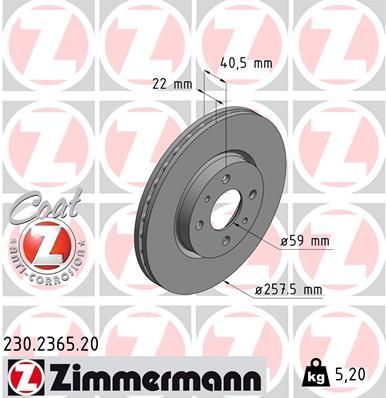 Zimmermann 230.2365.20 - Brzdový kotúč -