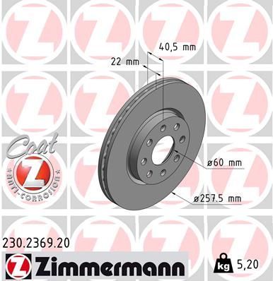 Zimmermann 230.2369.20 - Brzdový kotúč -