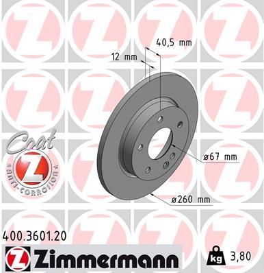 Zimmermann 400.3601.20 - Brzdový kotúč -