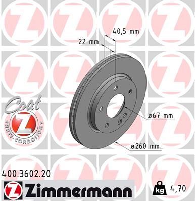 Zimmermann 400.3602.20 - Brzdový kotúč -
