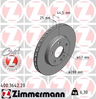 Zimmermann 400.3642.20 - Brzdový kotúč -