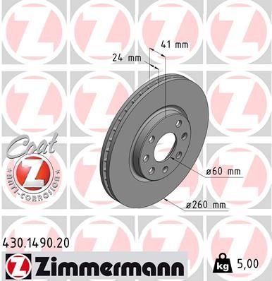 Zimmermann 430.1490.20 - Brzdový kotúč -