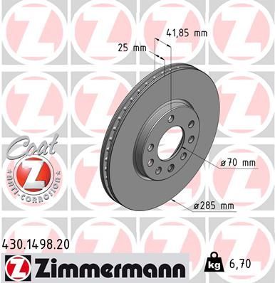Zimmermann 430.1498.20 - Brzdový kotúč -