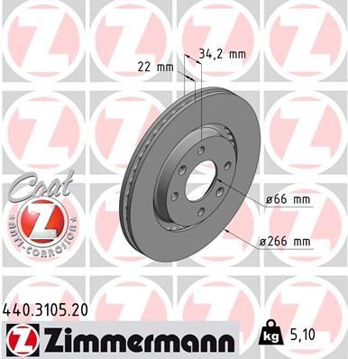 Zimmermann 440.3105.20 - Brzdový kotúč -